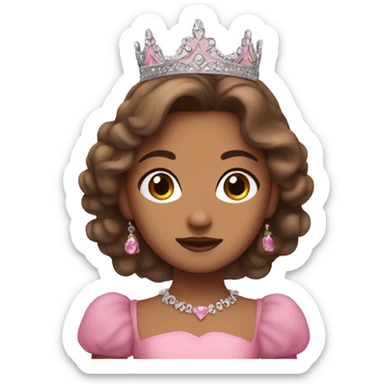 a princess with olive skin, brown hair and eyes, and a pink dress sticker