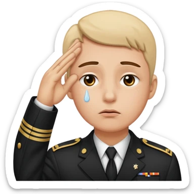 Salute with tear coming out eye sticker