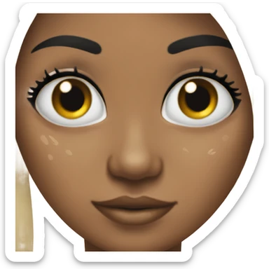 girl whit long black hair, black eyes, freckles and a nose piercing  sticker