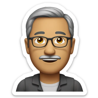 south east asian middle-aged man with glasses, a small moustache and tiny beard only on the chin. full body image sticker