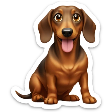 daschund dog with a seal sticker