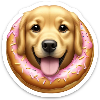 golden retriever dog being turned into a donut  sticker