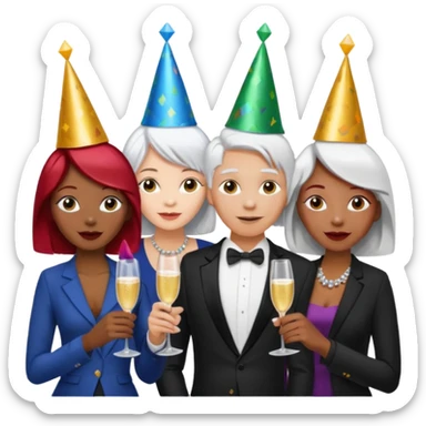 alright, but make the one in the middle light skin (caucasic) with white hear. The one on the left be redheaded (caucasic) and the one on the right be african sticker