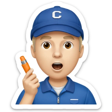 A coach with a cap and whistle, shouting instructions energetically. sticker