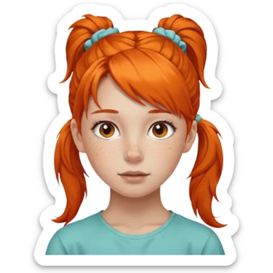 Teen girl with scrunchie ponytail orange hair sticker