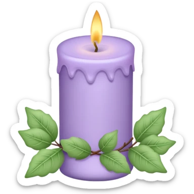 Lavender lilac candle light with pastel petals and ivies sticker