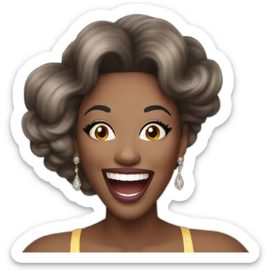 a drag queen named nina bonina brown holding phone laughing sticker