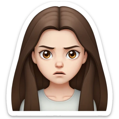 beautiful pale brunette girl with long hair pissed off sticker