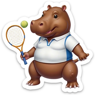 Hippopotame qui joue au tennis  sticker
