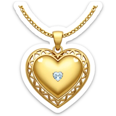 gold pendant with a diamond heart sticker