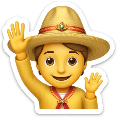 emoji waving goodbye wearing a traditional Spanish hat sticker