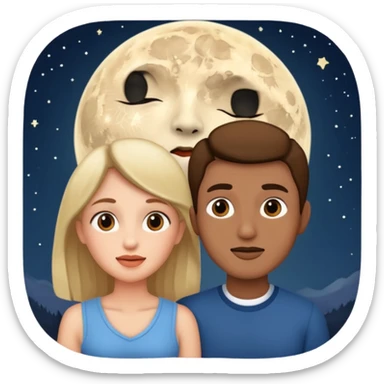couple talking with moon in the background sticker