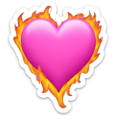 Pink heart on flames  sticker