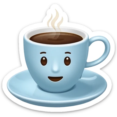 coffee cup and saucer in the colour light blue sticker