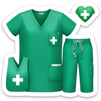 green occupational therapy scrubs with medical details sticker