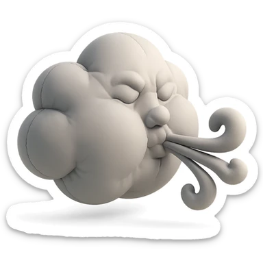 cloud blowing wind, soft plush cushion style sticker