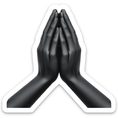 Minimal emoji, abstract praying hands simplified into solid black metal forms, subtle sacred reference, fashion avant-garde minimalism, no details, no glow, no neon, flat emoji style, centered, transparent background sticker