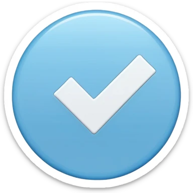 Draw a circle Sky blue and the verified  with a blank checkmark ☑️ sticker