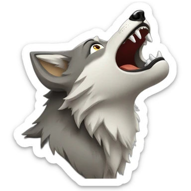 cartoon wolf howling with eyes out of the head sticker