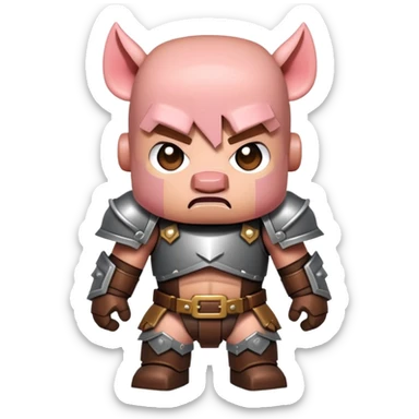 angry Minecraft baby Piglin in leather armor sticker