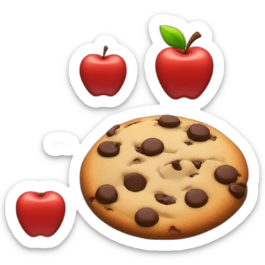 red apple and a chocolate chip cookie sticker