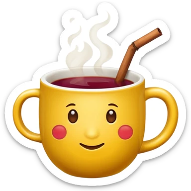 a yellow mug with steaming mulled wine without face

 sticker