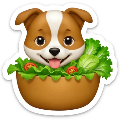 Dog eating a salad sticker