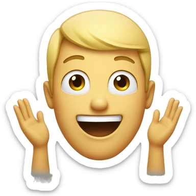 a happy face with raising hands sticker