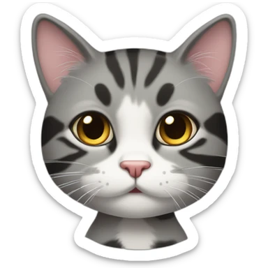 mischievous cat with black tabby hair sticker