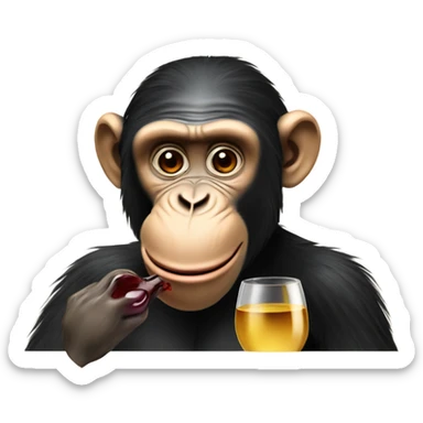 A chimp and a goose drinking wine sticker