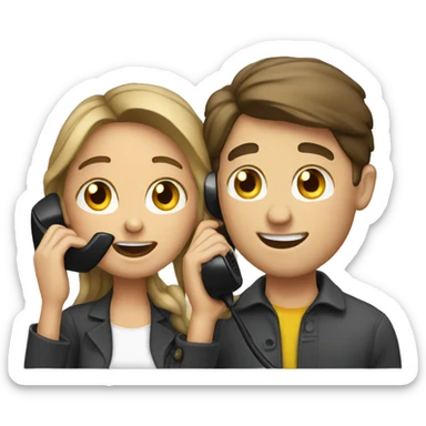 couple talking on the phone sticker