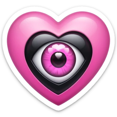 A black heart Gem with a pink eye in the center sticker