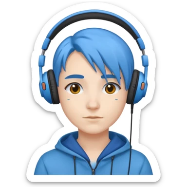 blue haired headphone wearing sticker