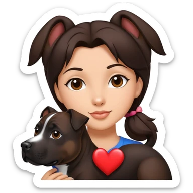 Brunette with a heart in the shape of a big black amstaff dog sticker