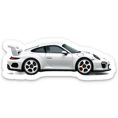 Ein schwarzer Pudel mit weißem Bart sitzt am Steuer eines als porsche 911 992 erkennbaren Autos in der Farbe kreide  sticker