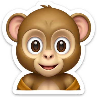 Cute 2.5D shading Graphics. Front View Standing Monkey. sticker