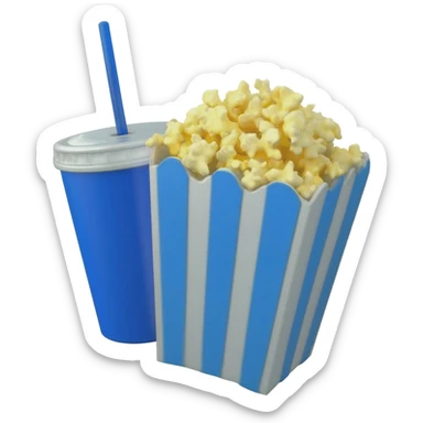 blue drinks and cinema popcorn sticker