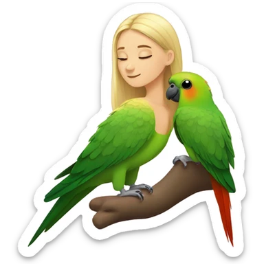 Green cheeked conure napping with blonde girl sticker