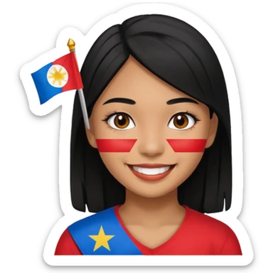 girl with black hair smile with Filipino colors sticker