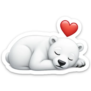 Baby polarbear sleeping with a heart sticker