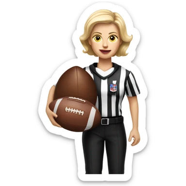 White woman American football referee with boy American  football player  sticker