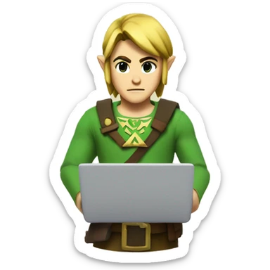 zelda link working with a laptop sticker