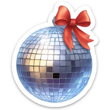 a disco ball with bow sticker
