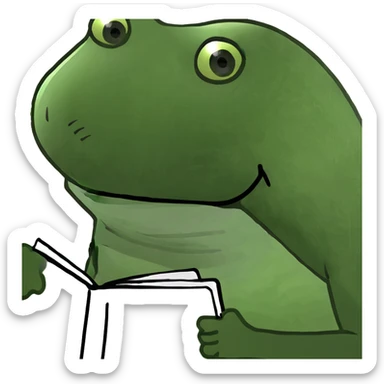 Frog girl reading notebook sticker