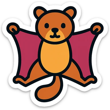 modern geometric icon of flying squirrel endemic to Taiwan, bold color palette, no cliche sticker