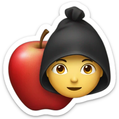 red apple with black hoodie sticker