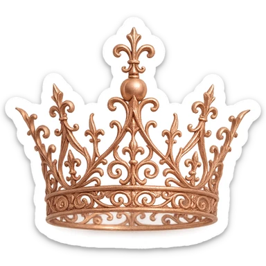rose gold fantasy royal crown, elaborate, metallic, whimsical, minimal background sticker