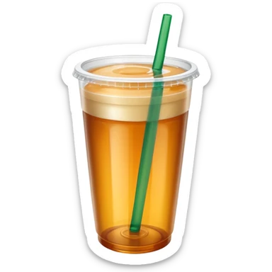Soft drink in plastic cup (like Starbucks Cup), no logo, closed top. sticker