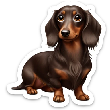 Chocolate dapple long haired dachshund sticker