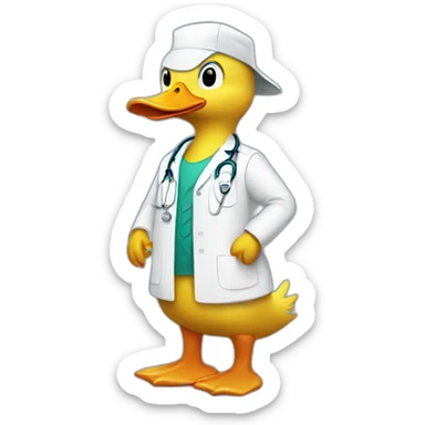 Duck with doctor clothes sticker